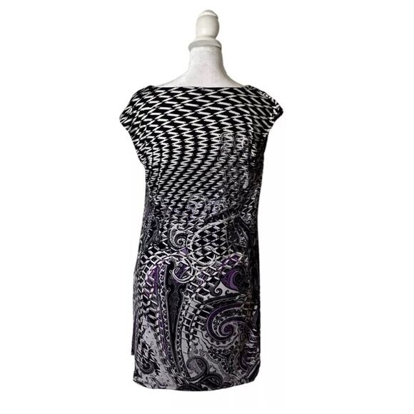 White House Black Market Cowl Neck Tunic Style Patterned Dress Designer US XS - Picture 4 of 8